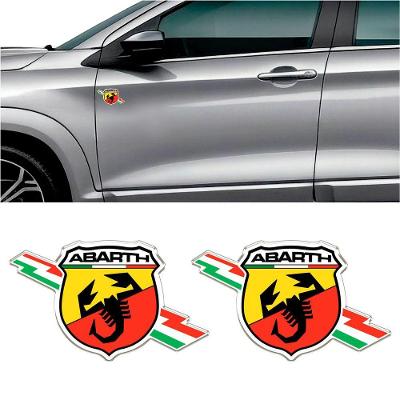 Adesivo Decorativo Abarth Vinil Branco Resinado 3D Personalização 2 Unidades Teu