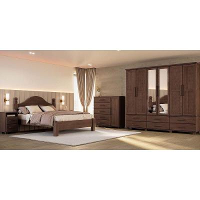 Kit Conjunto de Quarto Ouro 6 Portas Madeira Pinus Café Finestra Móveis