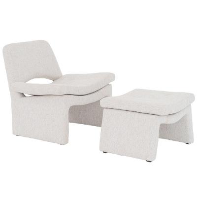 Kit Poltrona com Puff Bella Linho Off White Mesclado Nexta Casa