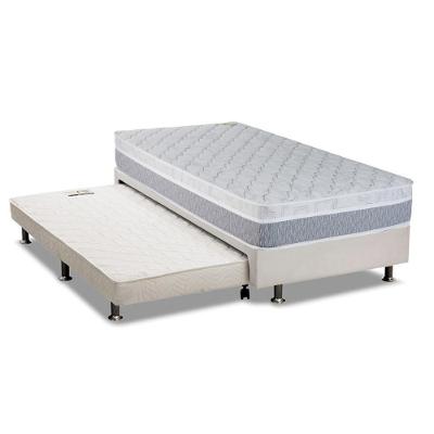Kit Cama Box Solteiro Aspen Molas Ensacadas Euro Pillow Courino Cinza Luckspuma