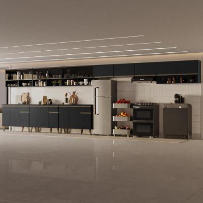 Cozinha Completa Atlanta Core 20 Portas 3 Gavetas MDP 600CM Preto Touch Carraro