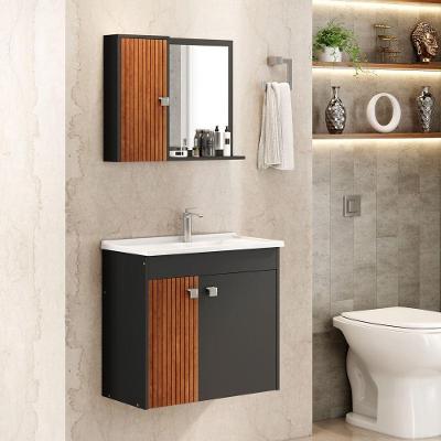 Conjunto para Banheiro Munique Gabinete Cuba MDF Branco Ravilar