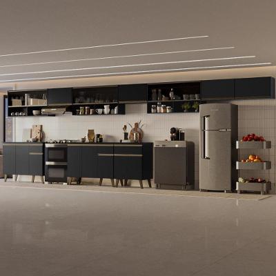 Cozinha Completa Atlanta Pulse 18 Portas 3 Gavetas MDP Preto Touch Carraro