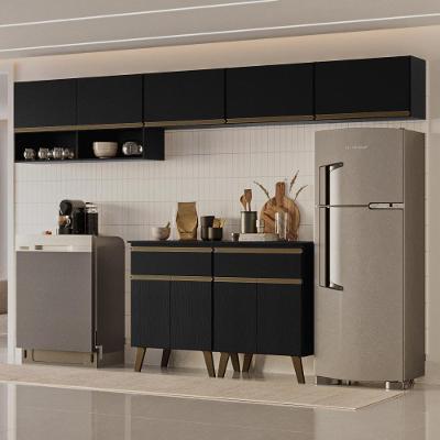 Cozinha Completa Atlanta Hub 9 Portas 2 Gavetas MDP 285CM Preto Touch