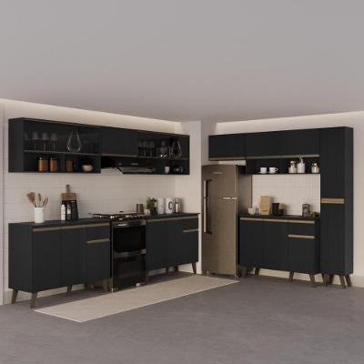 Cozinha Completa Atlanta Shift 19 Portas 3 Gavetas MDP Preto Touch Carraro
