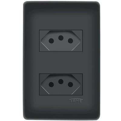 Kit 2 Tomadas 2P+T Habitat Black 4058 20A 250V Preta Fame Brasil