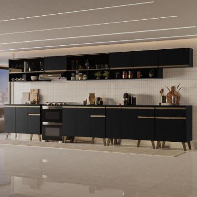 Cozinha Completa Atlanta Wave 19 Portas 4 Gavetas MDP 435CM Preto Touch