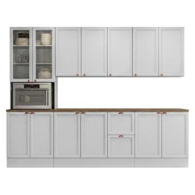 Cozinha Modulada Unna 7 Peças Paneleiro Balcão MDP 270CM Branco Poliman Móveis