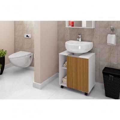 Gabinete para Banheiro Pequin 6 Nichos MDP 41CM Branco Ravilar