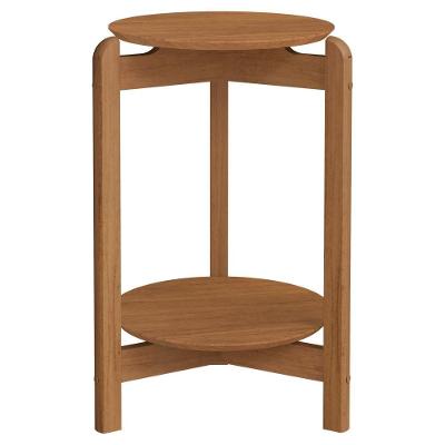 Mesa Lateral Lizz Redonda MDF Madeira Maciça 35CM Amadeirado