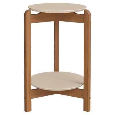 Mesa Lateral Lizz Redonda MDF Madeira Maciça 35CM Off White