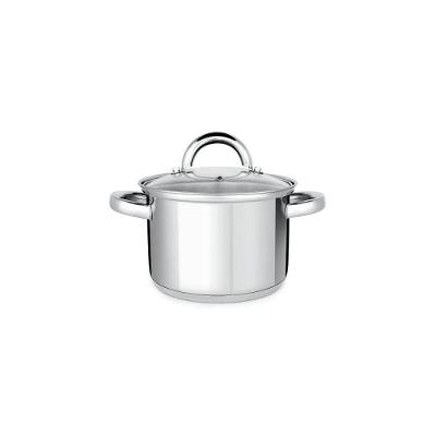 Caldeirão Riviera 16CM Aço Inox Tampa de Vidro 2,4L Indução Jomafe