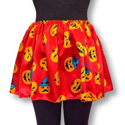 Saia Infantil Halloween Estampada Cetim Vermelha Extra Festas