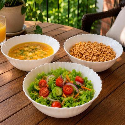 Kit 4 Bowls Saladeira Vidro Opalina Branco 1L Design Moderno