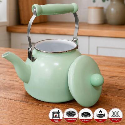 Chaleira Esmaltada Jade Vintage 2,5L para Todos os Fogões Verde Charm