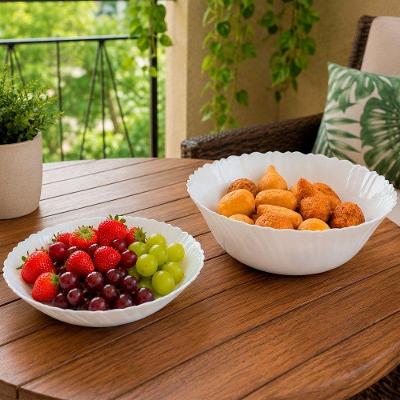 Kit 12 Bowls Saladeira Vidro Opalina 450ML e 1L para Mesa Branco