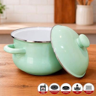Caçarola Esmaltada Jade Ferro Fundido 3,6L Todos os Fogões Charm