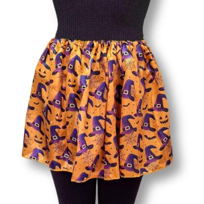 Saia Infantil Halloween de Cetim 25CM Estampada Laranja Extra Festas