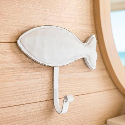 Cabideiro de Parede Peixe Porta Toalha Gancho Decorativo Branco 15cm X 17cm