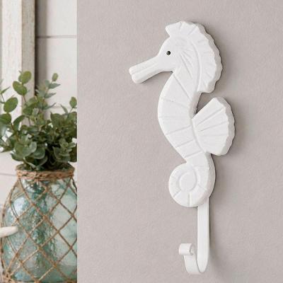 Cabideiro Porta Toalha Gancho Cavalo Marinho de Parede Branco