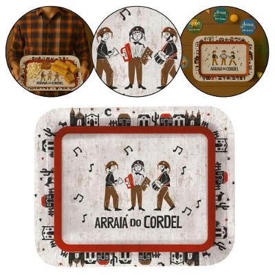 Bandeja Laminada Festa Junina Cordel São João Papel Cartão 40x33CM Cromus