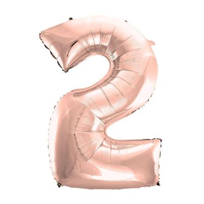 Balão Metalizado Número Rose Gold 70cm Modelo 2 Rosê Extra Festas