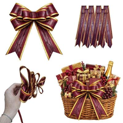 Kit 10 Laços Decorativos Mágicos Prontos Textura Madeira Vinho Extra Festas