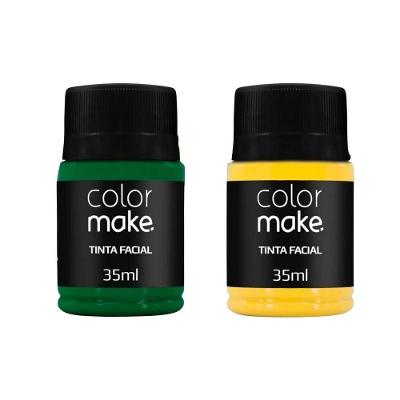 Kit Tinta Facial Verde e Amarelo 35ML Base de Água Colormake