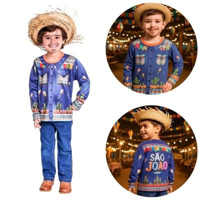 Camisa Infantil Festa Junina Caipira Poliéster Tamanho GG Anjo Fantasias