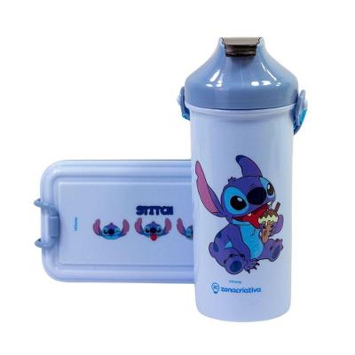 Kit Marmita Lunch Box Stitch com Talher e Copo Canudo 620ML Zonacriativa