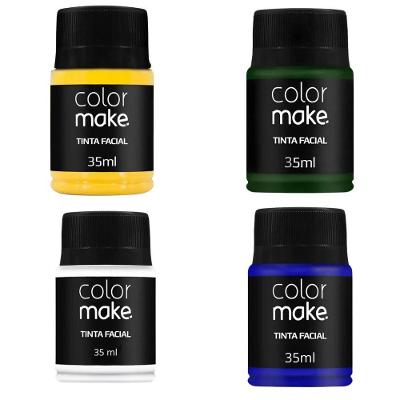 Kit Tinta Facial 4 Cores 35ML Verde Amarelo Branco e Azul Colormake