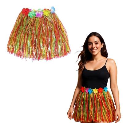 Saia Havaiana Hula Colorida de Plástico 30cm Extra Festas