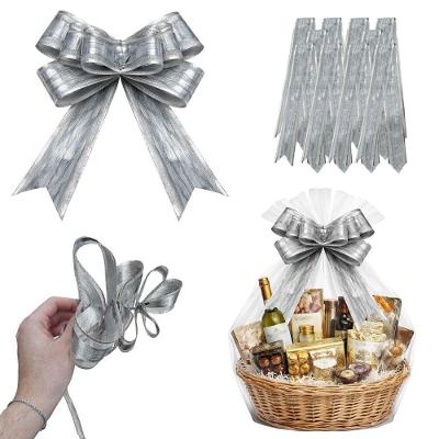 Kit 10 Laços Decorativos Mágicos Prontos Textura Madeira Prata Extra Festas