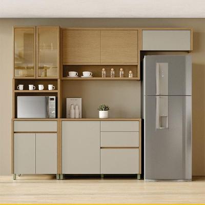 Cozinha 4 Peças Condessa 8 Portas 4 Gavetas MDF Carvalho-greige Nesher Móveis