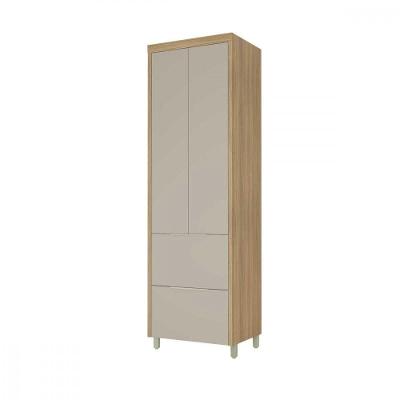 Paneleiro Marquesa 2 Portas 2 Gavetas MDF 70cm Nature-greige Nesher Móveis