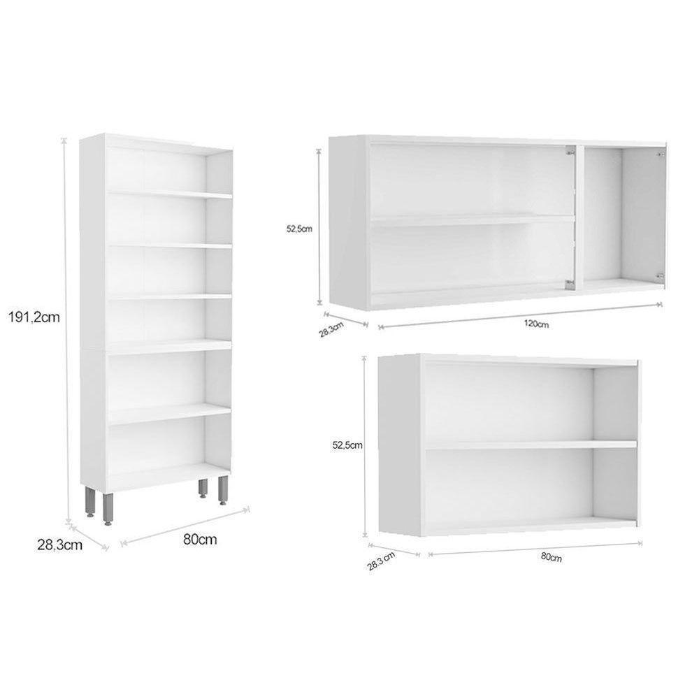 Kit de Cozinha Modulada 3 Peças Evidence  (2 Armários + 1 Paneleiro) CPT63 Branco - Bertolini - 3