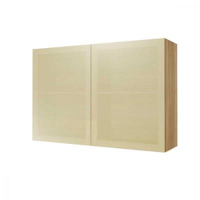 Armário Aéreo Rainha 120cm 2 Portas Vidro Reflecta MDF Nature Nesher Móveis