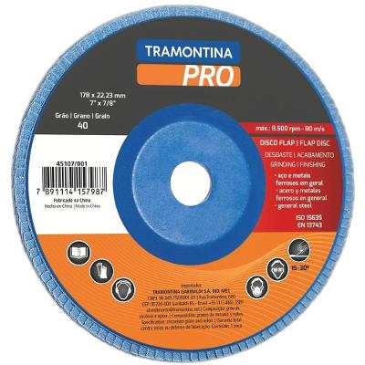 Disco Flap 7'' Grão 120 Tipo 29 Zircônia 8500 RPM Tramontina