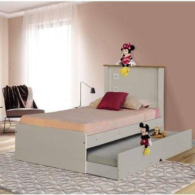 Cama Bibox Solteiro Barcelona com Auxiliar MDF-MDP Off White Tebarrot Móveis