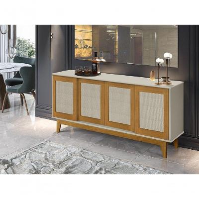 Buffet Detroit 4 Portas de Correr 1 Prateleira MDF Off White Tebarrot Móveis