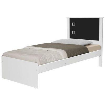 Cama Solteiro Barcelona com Colchão Estrutura MDF-MDP Branco e Preto Tebarrot