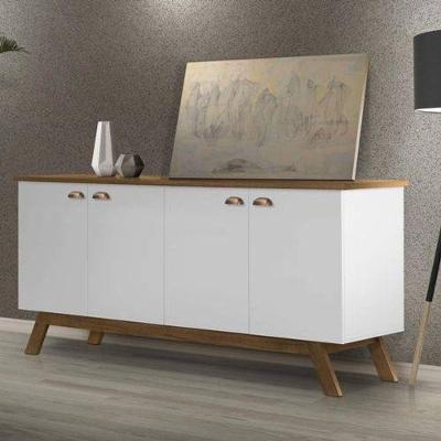 Buffet Atlanta 4 Portas 2 Prateleiras MDF-MDP 164CM Branco Tebarrot