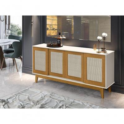 Buffet Detroit 4 Portas de Correr 1 Prateleira MDF Branco Tebarrot Móveis