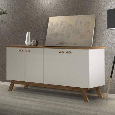 Buffet Atlanta 4 Portas MDF-MDP 164CM Off White Tebarrot Móveis