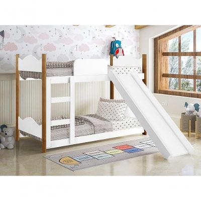 Beliche Infantil Encanto com Escorregador MDF-MDP Branco Grenat Gabrielli Móveis