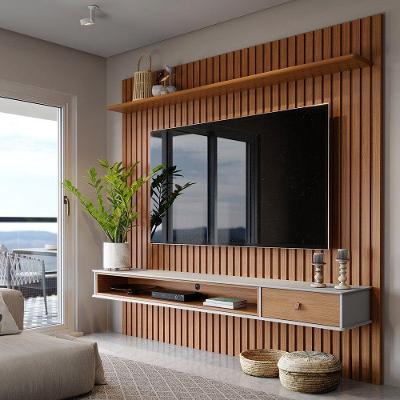 Home Detroit para TV 65" 238CM MDF-MDP com Gaveta Off White e Nature Tebarrot Móveis