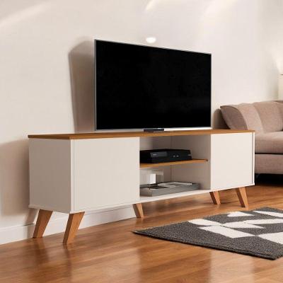Rack Helena 136CM MDP Pés de Madeira Off White e Ypê SAL Movelaria
