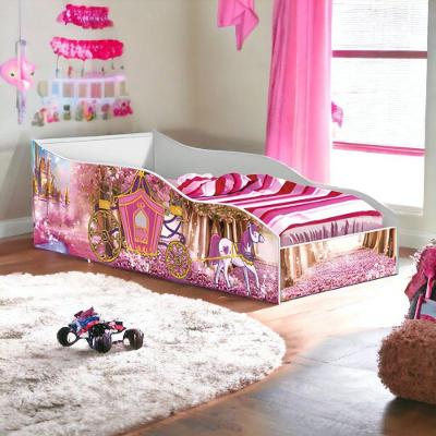 Mini Cama Racer Juvenil Carrossel com Colchão MDF Rosa Gabrielli Móveis