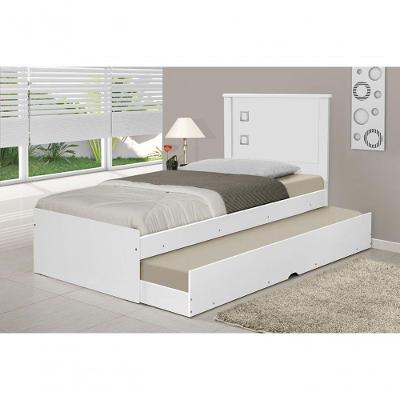Cama de Solteiro Bibox Barcelona com Auxiliar MDF-MDP Branco Tebarrot Móveis