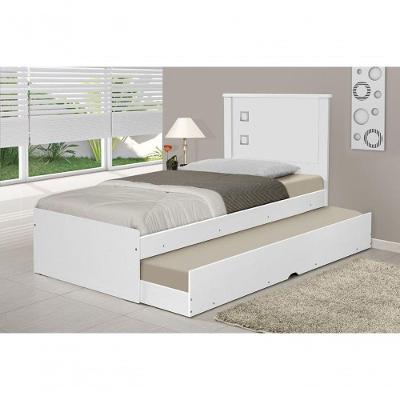 Cama Bibox Solteiro Barcelona MDF-MDP Branco e Preto Tebarrot Móveis